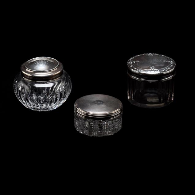 three-sterling-silver-cut-glass-dresser-jars