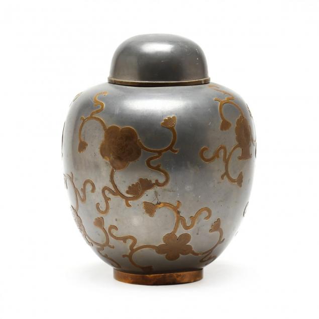chinese-pewter-and-brass-ginger-jar
