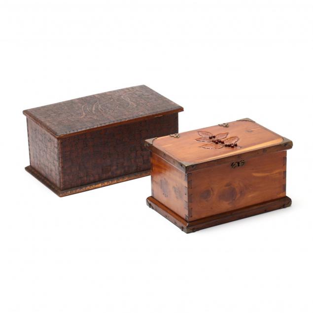 two-vintage-folk-art-carved-boxes