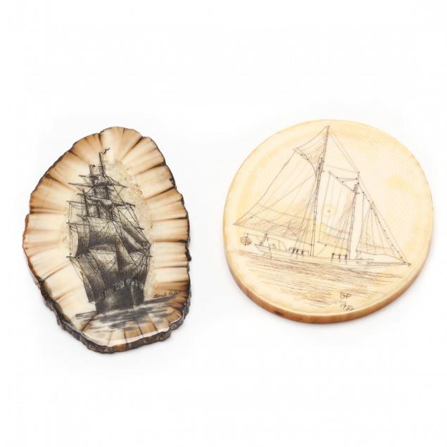 two-scrimshaw-plaques-of-clipper-ships