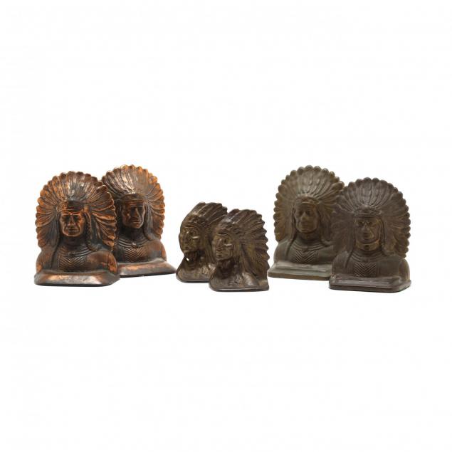 three-pair-of-vintage-native-american-themed-bookends