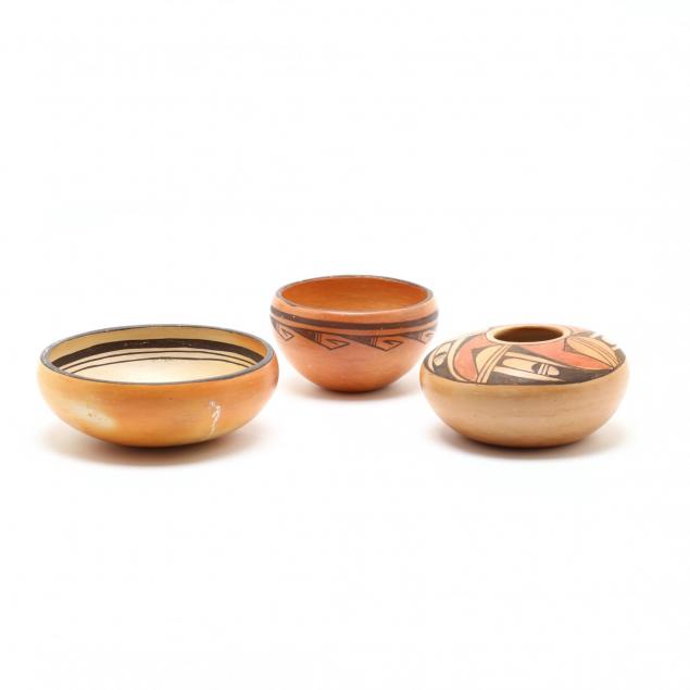 three-painted-hopi-pottery-bowls