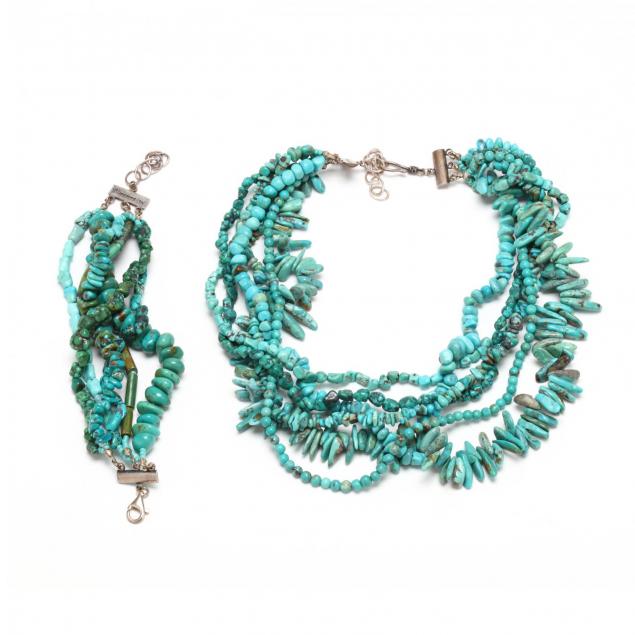 sterling-silver-and-turquoise-multi-strand-bracelet-and-necklace-mercedes-salazar