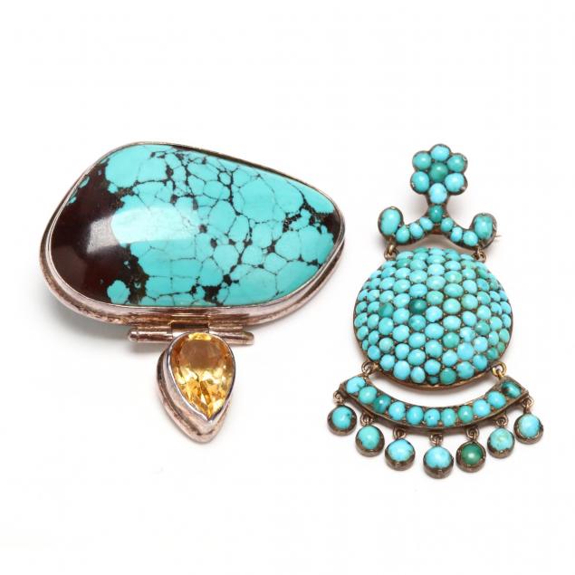 two-turquoise-pendants