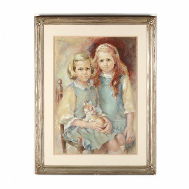 primrose-mcpherson-paschal-nc-1915-1998-portrait-of-two-sisters-and-their-cat