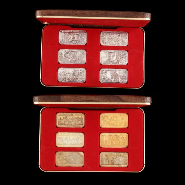 two-cased-sets-of-commemorative-fine-silver-ingots