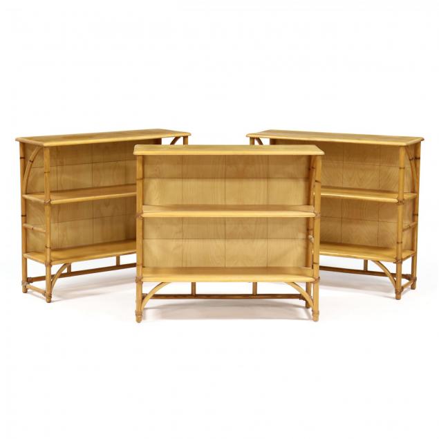 heywood-wakefield-set-of-three-faux-bamboo-bookshelves