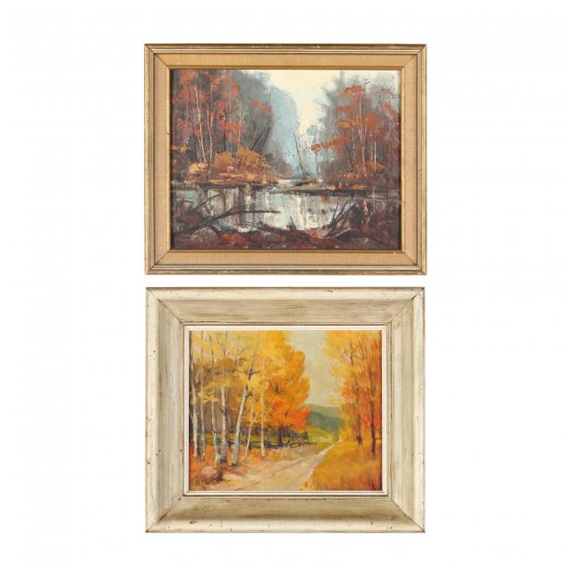 two-vintage-american-school-autumnal-landscape-paintings