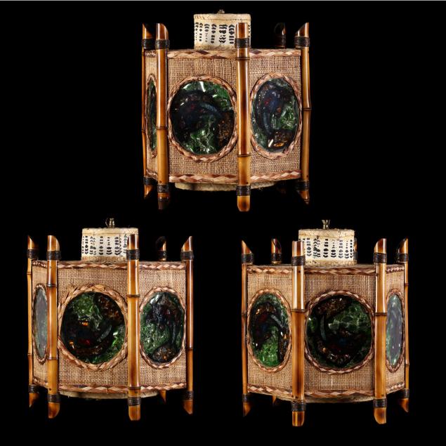 set-of-three-mid-century-tiki-light-pendant-lamps