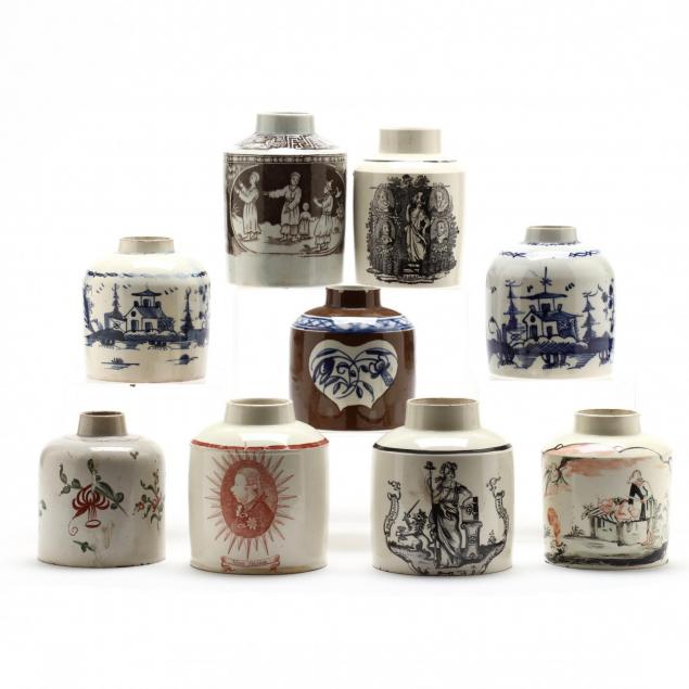 a-group-of-nine-english-porcelain-tea-canisters