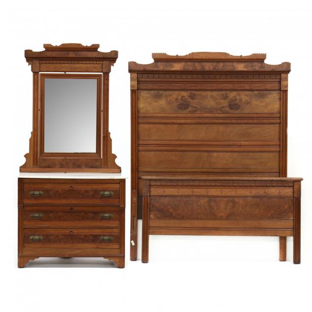 victorian-walnut-full-size-bed-and-marble-top-dresser