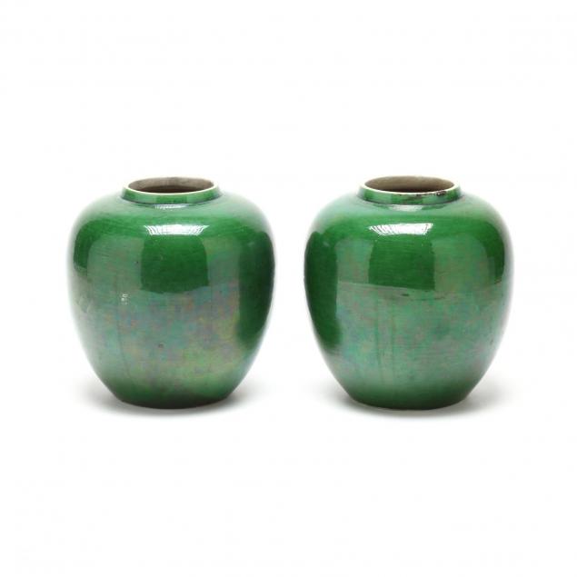 two-chinese-green-glazed-jars