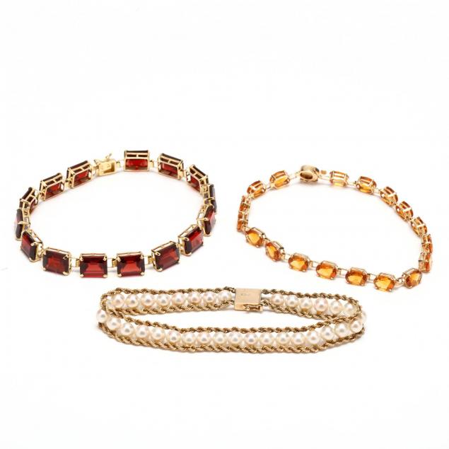 three-14kt-gem-set-bracelets