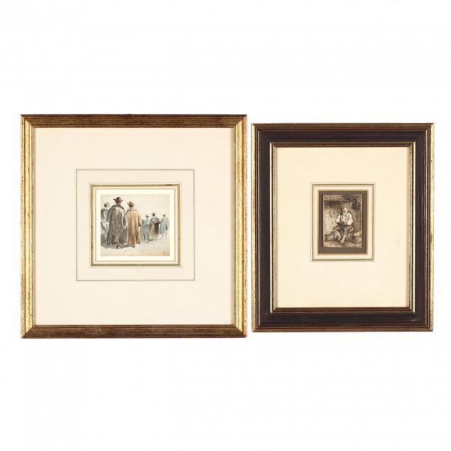 two-antique-continental-school-figure-drawings