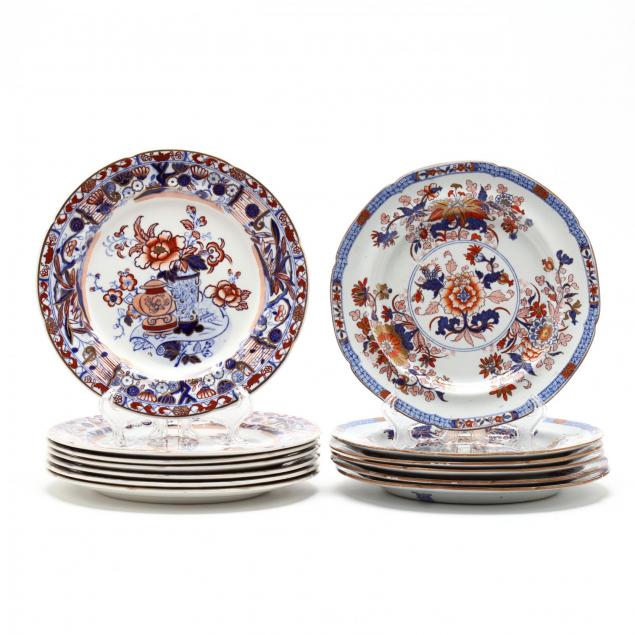 two-sets-of-english-imari-plates
