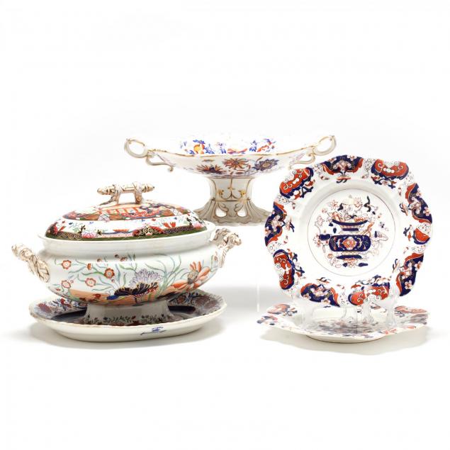assorted-group-of-antique-english-imari-serving-pieces