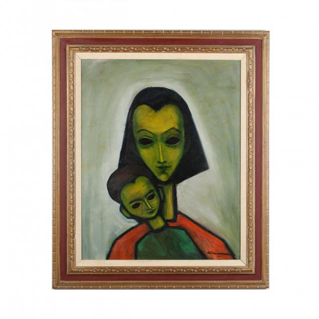 mid-century-portrait-of-a-mother-and-child-oil-on-canvas