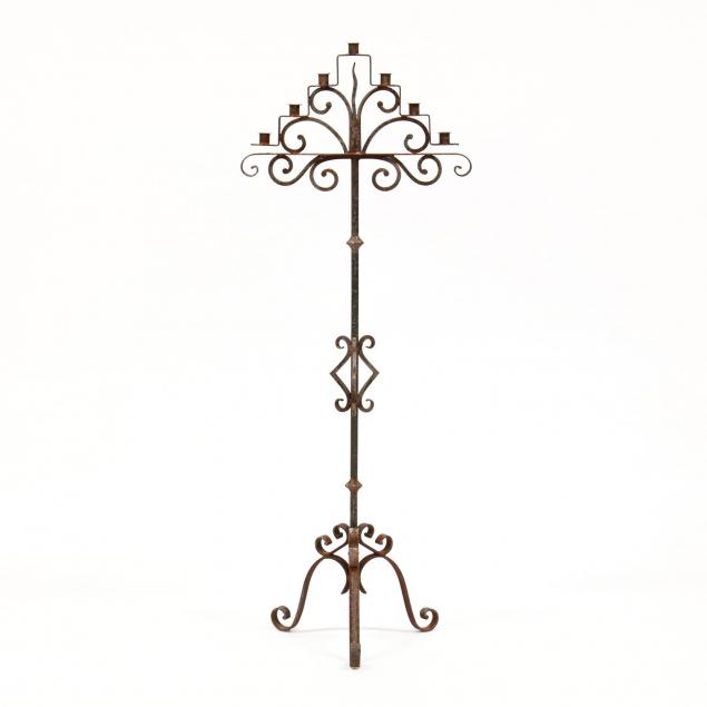spanish-style-wrought-iron-floor-candelabra