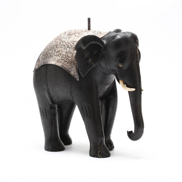 carved-ebony-and-silver-elephant