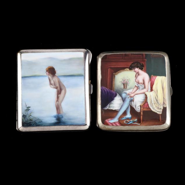 two-antique-enameled-silver-cigarette-cases