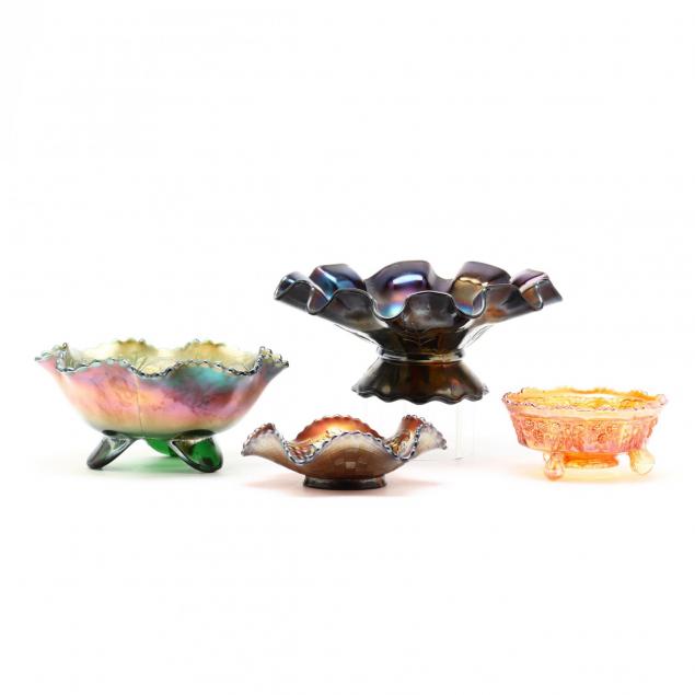 four-vintage-carnival-glass-bowls