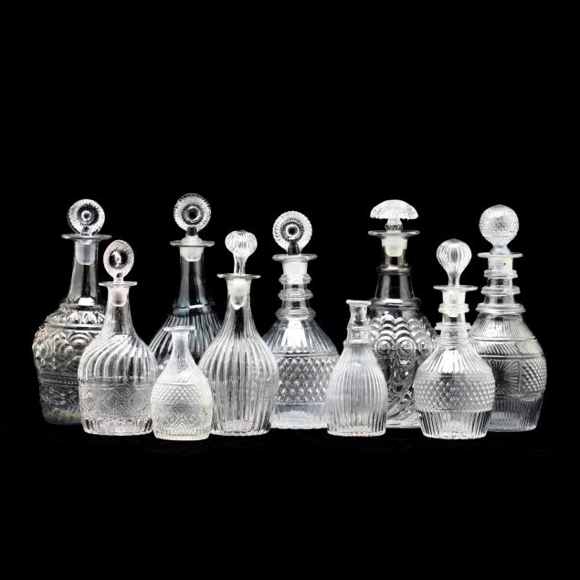 ten-antique-flint-mold-blown-decanters