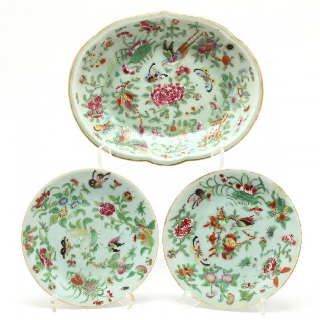 three-chinese-celadon-porcelain-plates