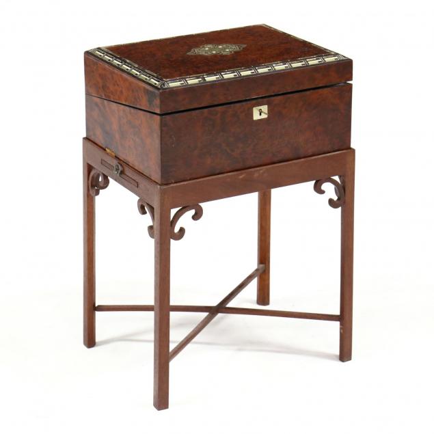 english-burl-wood-inlaid-lap-desk-with-stand