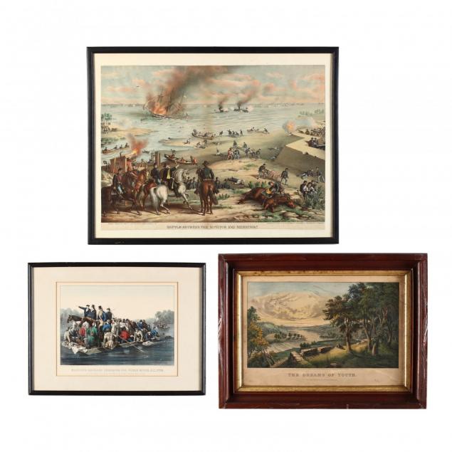 group-of-3-19th-century-american-lithographs