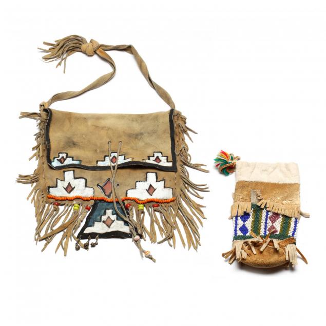 native-american-beaded-hide-bag-and-pouch