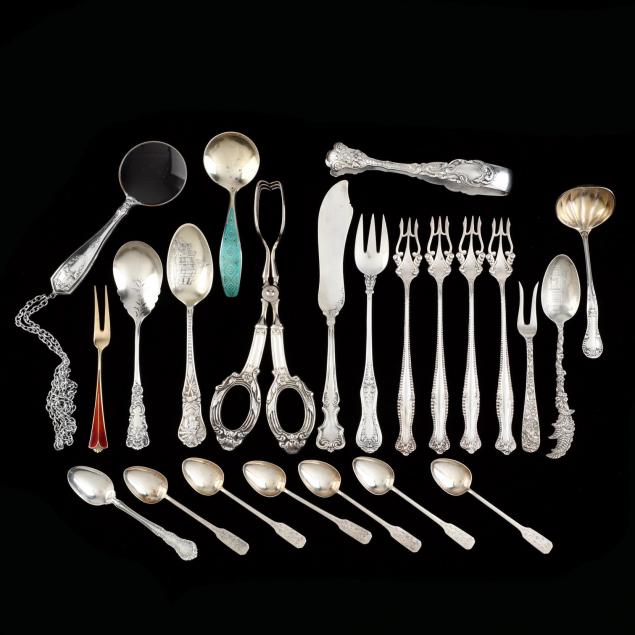 a-collection-of-antique-vintage-sterling-silver-silverplate-flatware