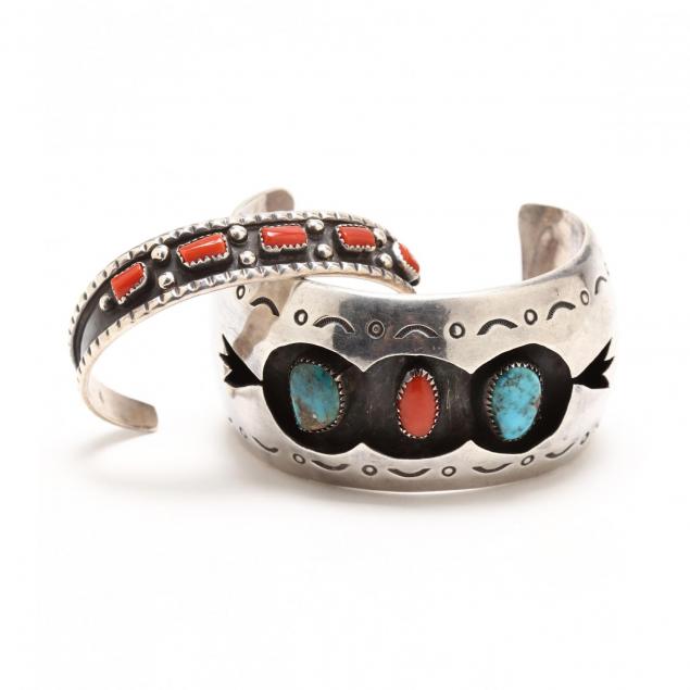two-navajo-stone-set-cuff-bracelets