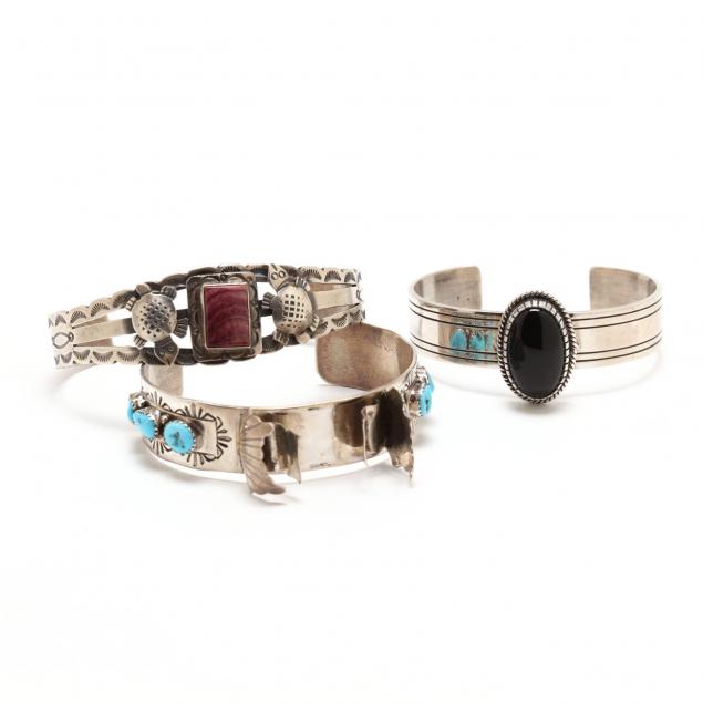 three-stone-set-native-american-cuff-bracelets