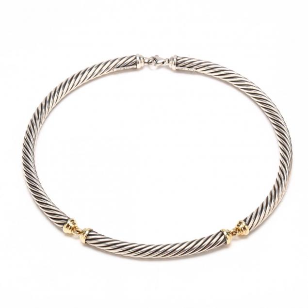 sterling-silver-and-14kt-gold-choker-necklace-david-yurman
