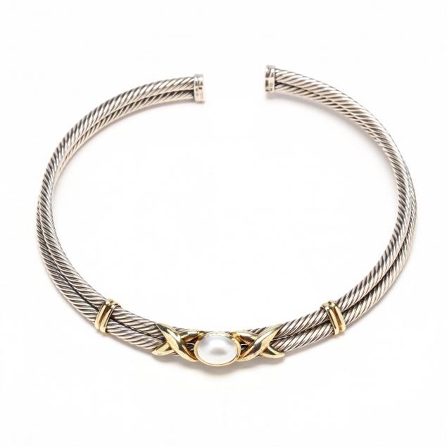 sterling-silver-14kt-gold-and-pearl-double-choker-david-yurman