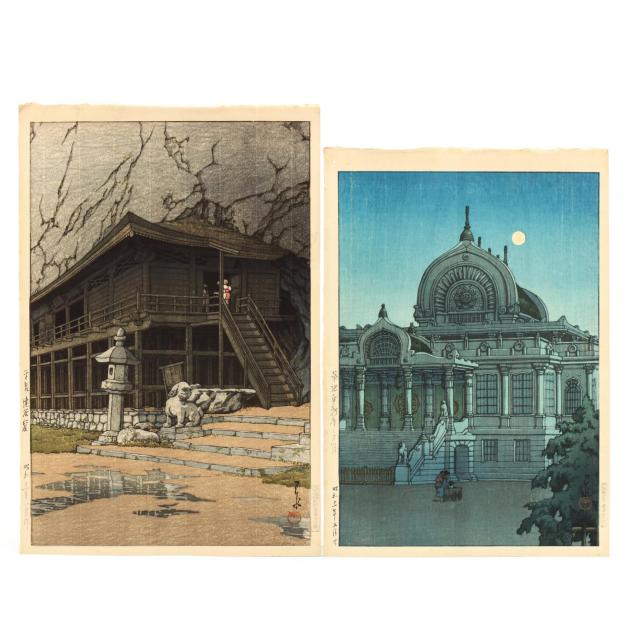 two-japanese-woodblock-prints-by-hasui-kawase-japanese-1883-1957