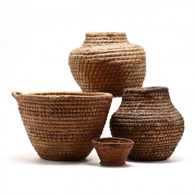 four-antique-rye-straw-baskets