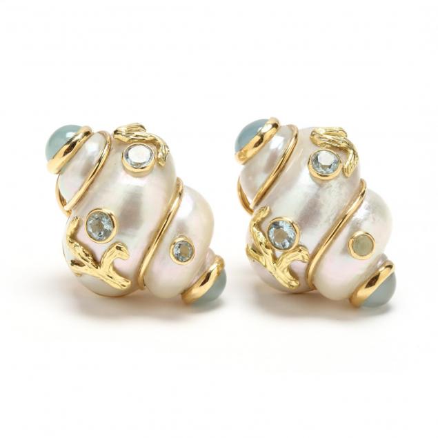 18kt-gold-sea-shell-and-aquamarine-ear-clips-maz