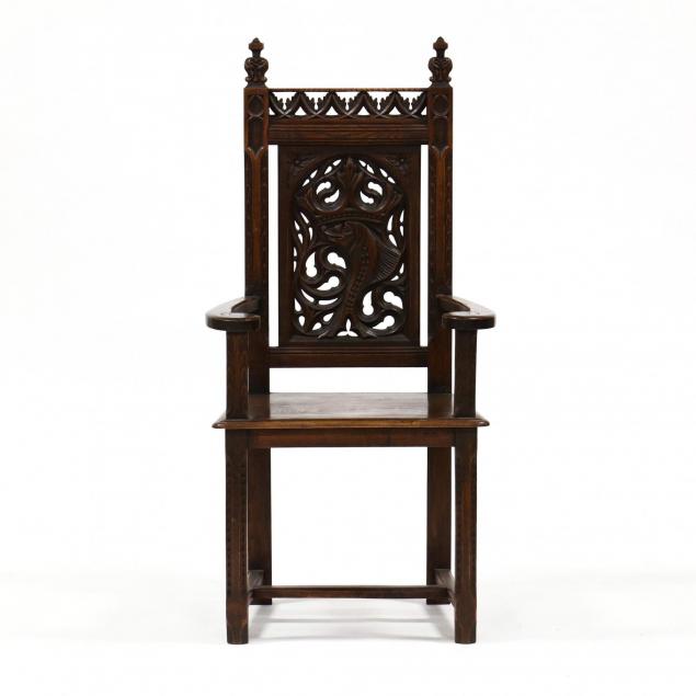 gothic-style-carved-oak-hall-chair