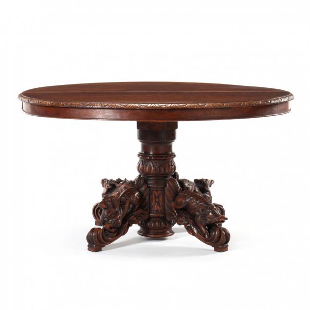 continental-renaissance-revival-carved-oak-dining-table