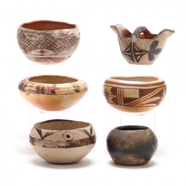 six-american-indian-pottery-vessels