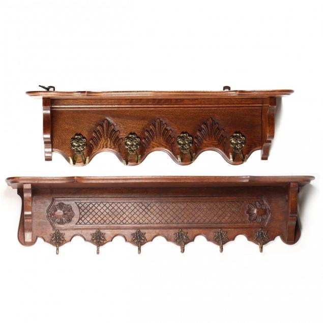 two-antique-french-carved-oak-wall-shelves