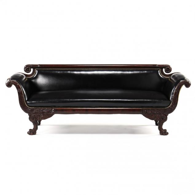 federal-carved-mahogany-leather-upholstered-sofa