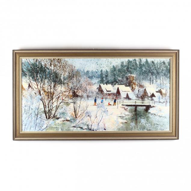 mid-century-painting-of-a-snowy-homestead