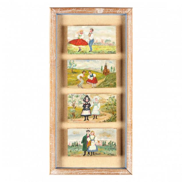 four-miniature-dutch-folk-paintings