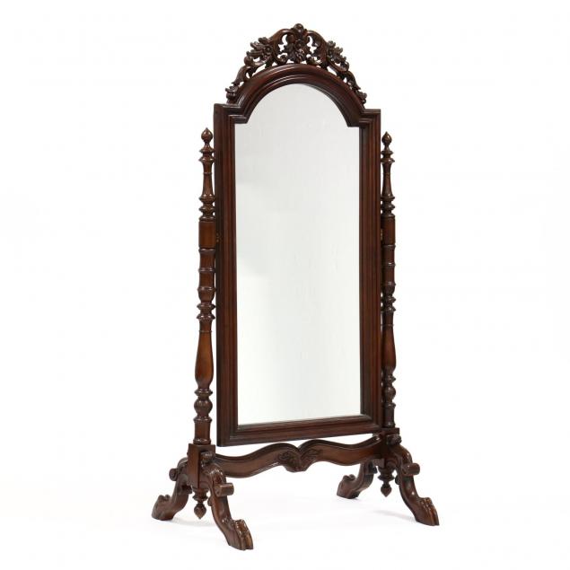 baroque-style-carved-mahogany-cheval-mirror