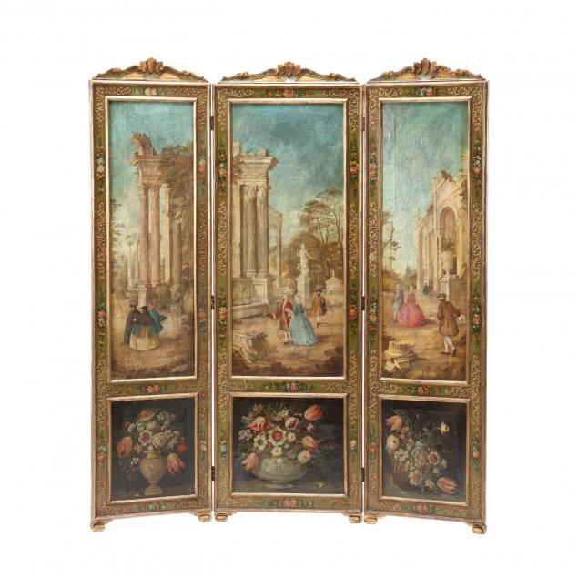 antique-italianate-painted-three-panel-floor-screen