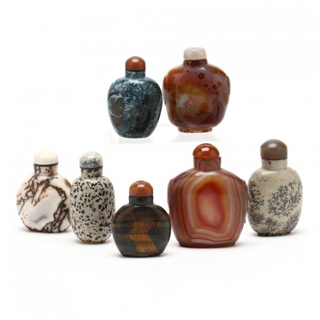 seven-carved-stone-snuff-bottles