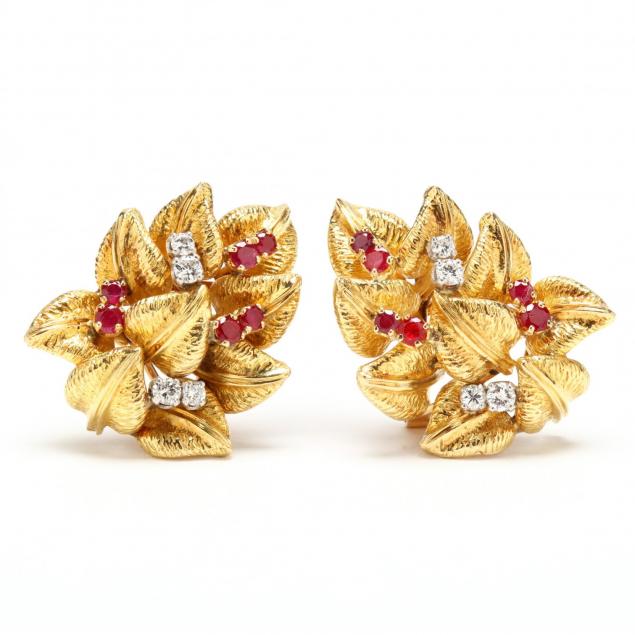 18kt-gold-diamond-and-ruby-ear-clips