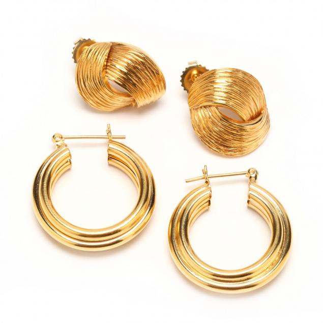 two-pairs-14kt-gold-earrings